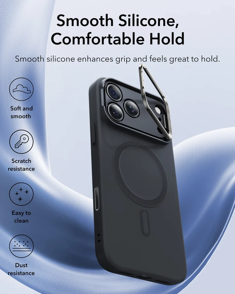 iPhone 17 Pro Max Cloud Soft Magnetic Case (Camera Control, Stash Stand) - Black