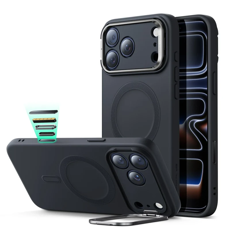 iPhone 17 Pro Cloud Soft Magnetic Case (Camera Control, Stash Stand) - Black