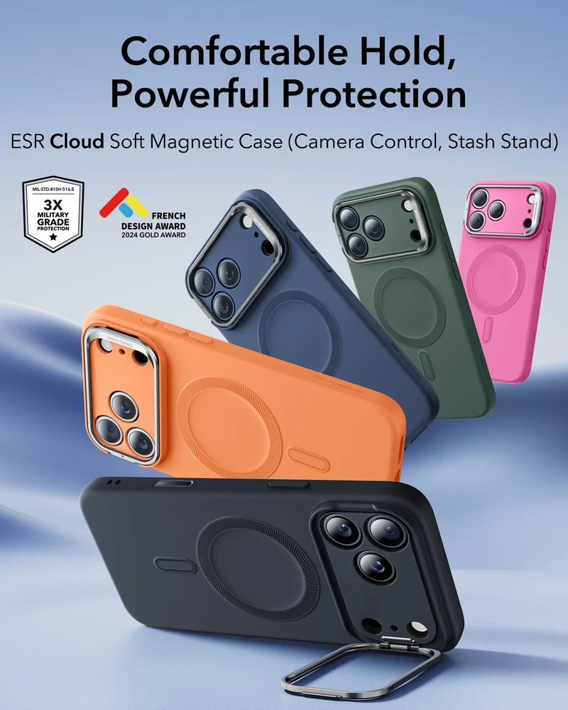 iPhone 17 Pro Cloud Soft Magnetic Case (Camera Control, Stash Stand) - Black