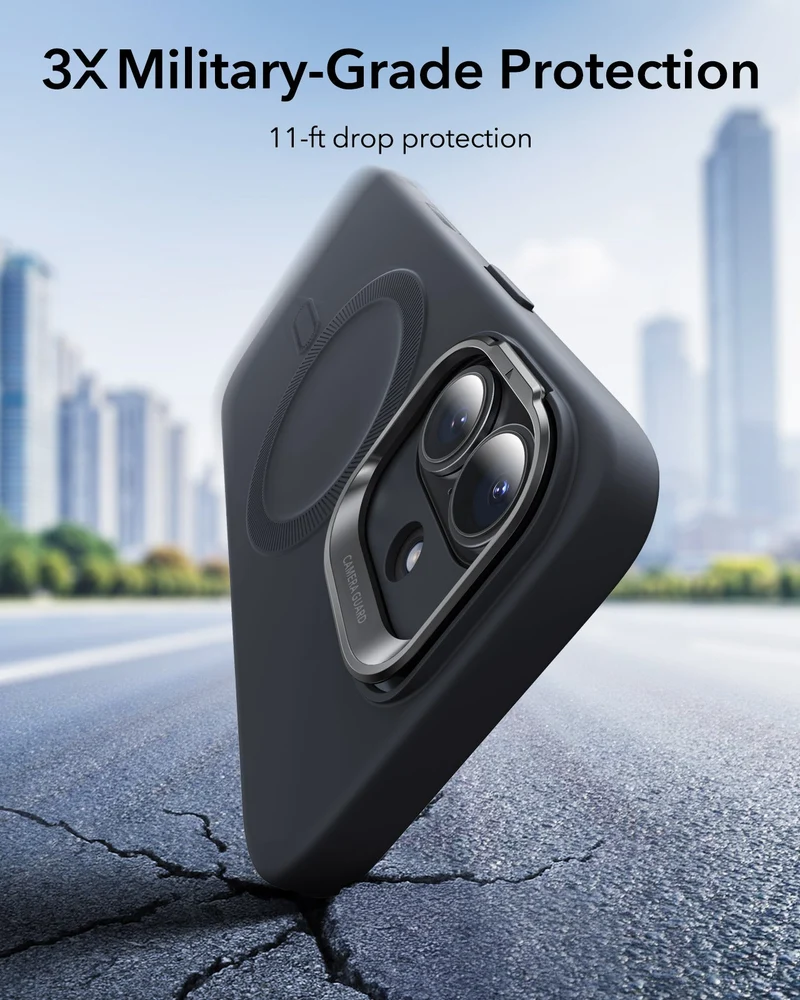 iPhone 17 Cloud Soft Magnetic Case (Camera Control, Stash Stand) - Black