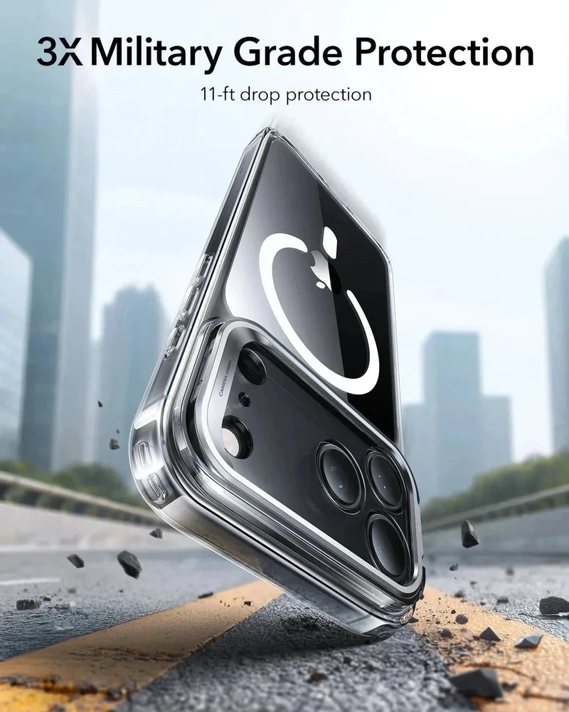 iPhone 17 Pro Max Bundle Classic Hybrid Magnetic Case (Camera Control, Stash Stand) and Armorite Screen Protector - Clear