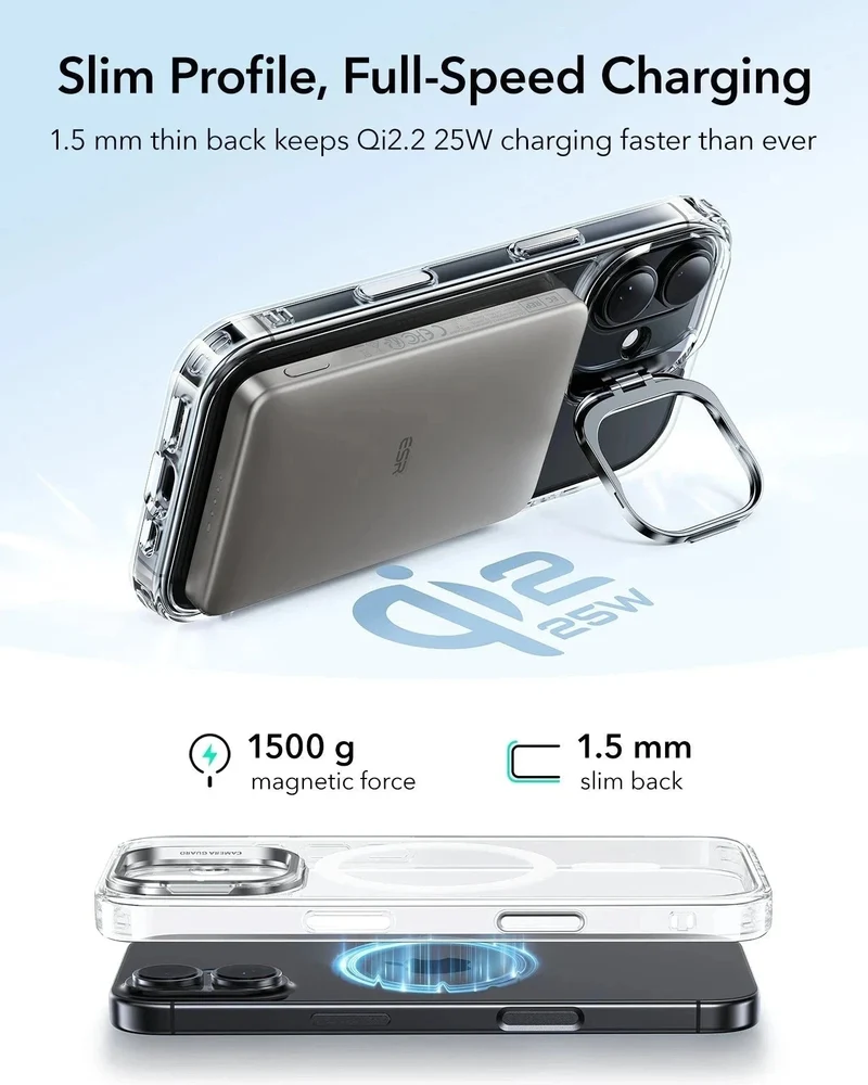 iPhone 17 Bundle Classic Hybrid Magnetic Case (Camera Control, Stash Stand) and Armorite Privacy Screen Protector - Clear