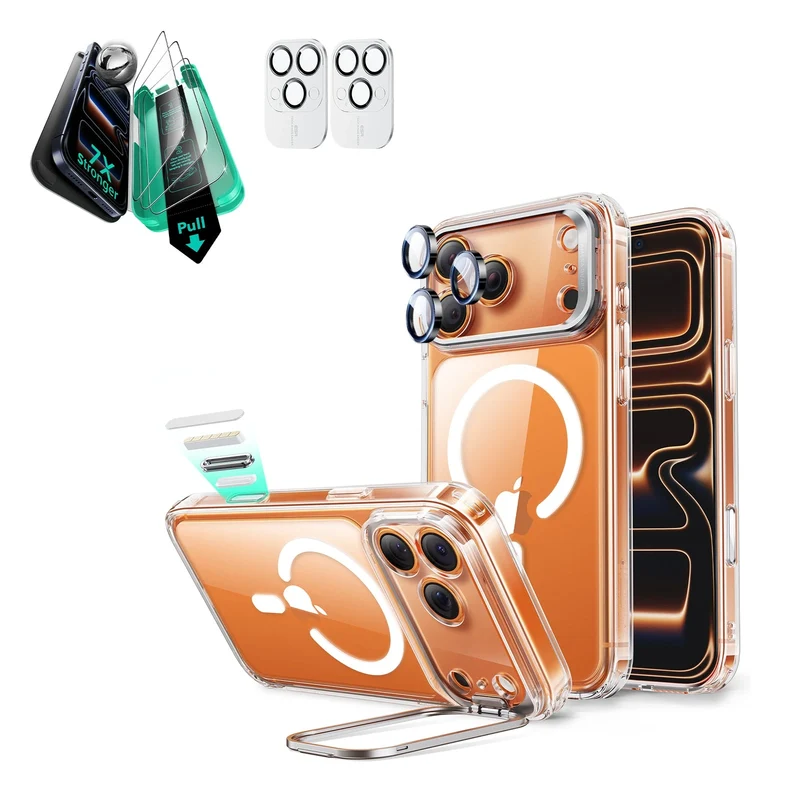 iPhone 17 Pro Bundle Classic Hybrid Magnetic Case (Camera Control, Stash Stand) and Armorite Screen Protector - Clear