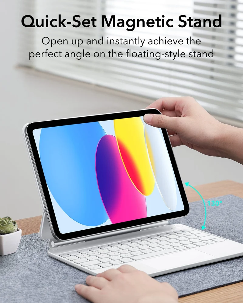 iPad 11" (A16, 2025) Rebound Magnetic Keyboard Case and Paper-Feel Screen Protector Bundle-US Layout-White