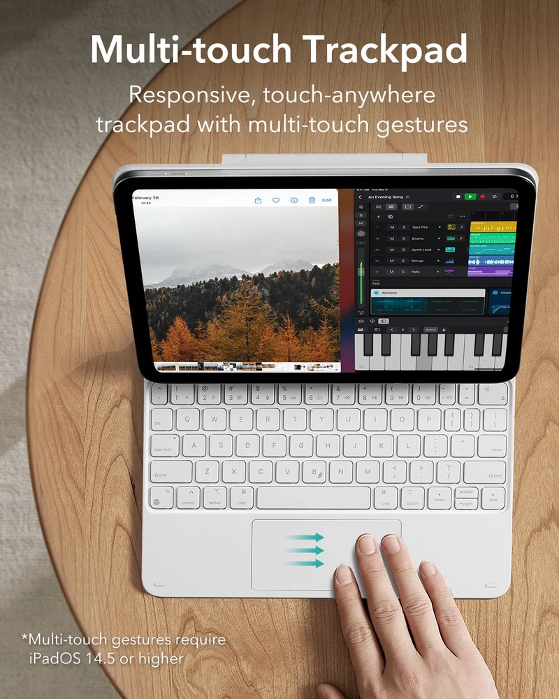 iPad 11" (A16, 2025) Rebound Magnetic Keyboard Case and Paper-Feel Screen Protector Bundle-US Layout-White