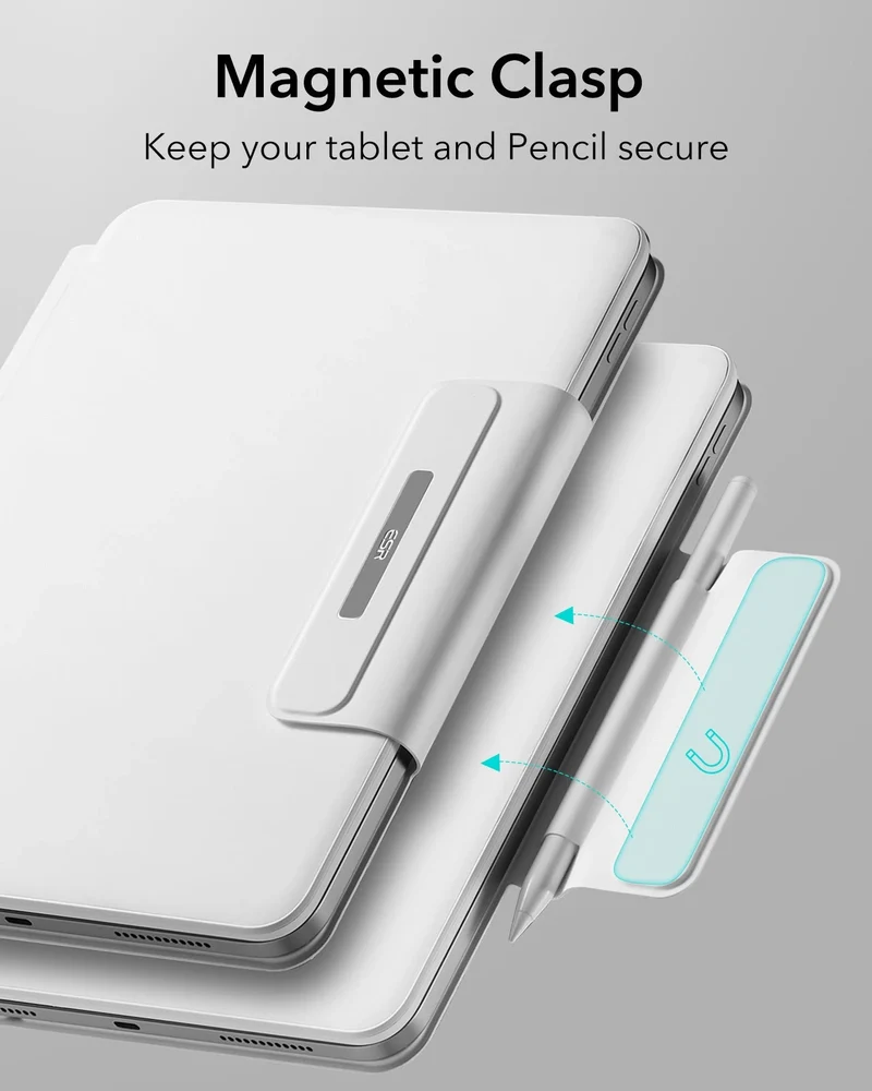 iPad 11" (A16, 2025) Rebound Magnetic Keyboard Case and Paper-Feel Screen Protector Bundle-US Layout-White