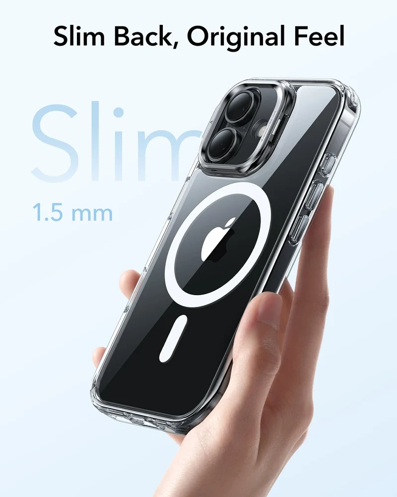 iPhone 17 Classic Hybrid Magnetic Case (Camera Control, Stash Stand) - Clear
