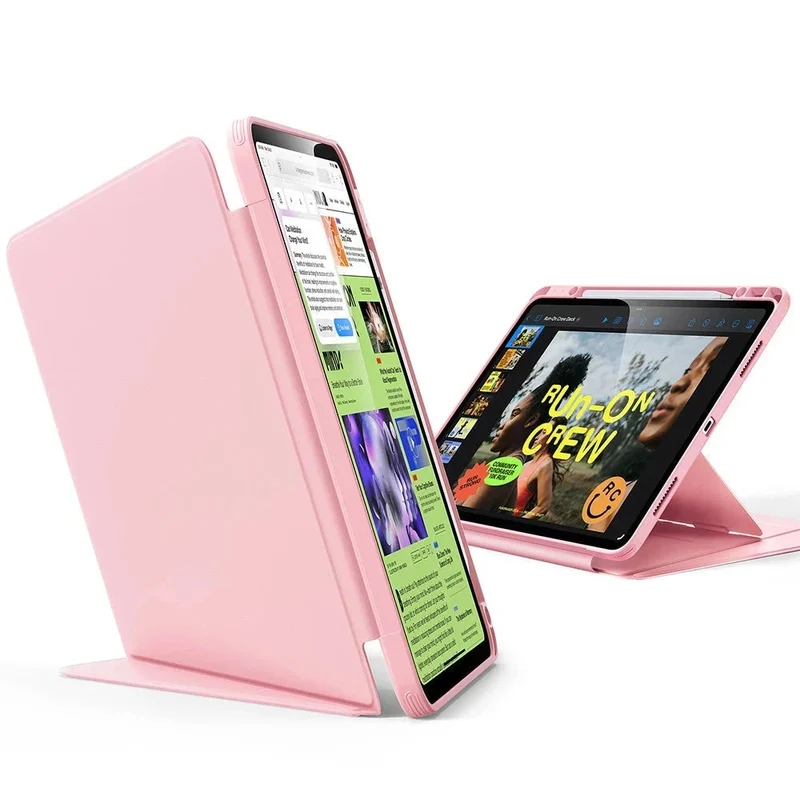 iPad Air 13" (2024) Flip Magnetic Case with Pencil Holder - Pink