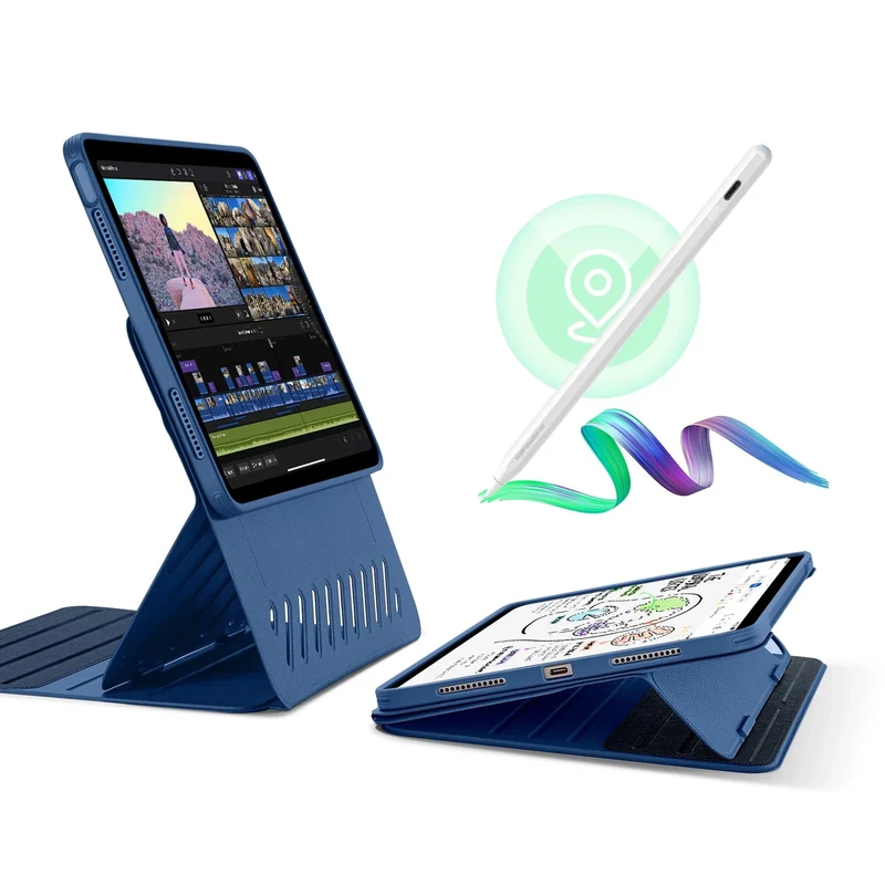 iPad Air 13" (M3) 2025 Bundle Shift Magnetic Case with Geo Digital Pencil - Navy Blue