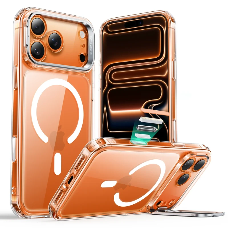iPhone 17 Pro Max Classic Hybrid Magnetic Case (Camera Control, Stash Stand) - Clear