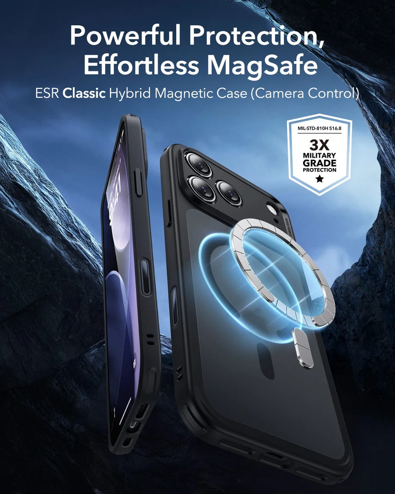 iPhone 17 Pro Max Classic Hybrid Magnetic Case (Camera Control) - Frosted Black