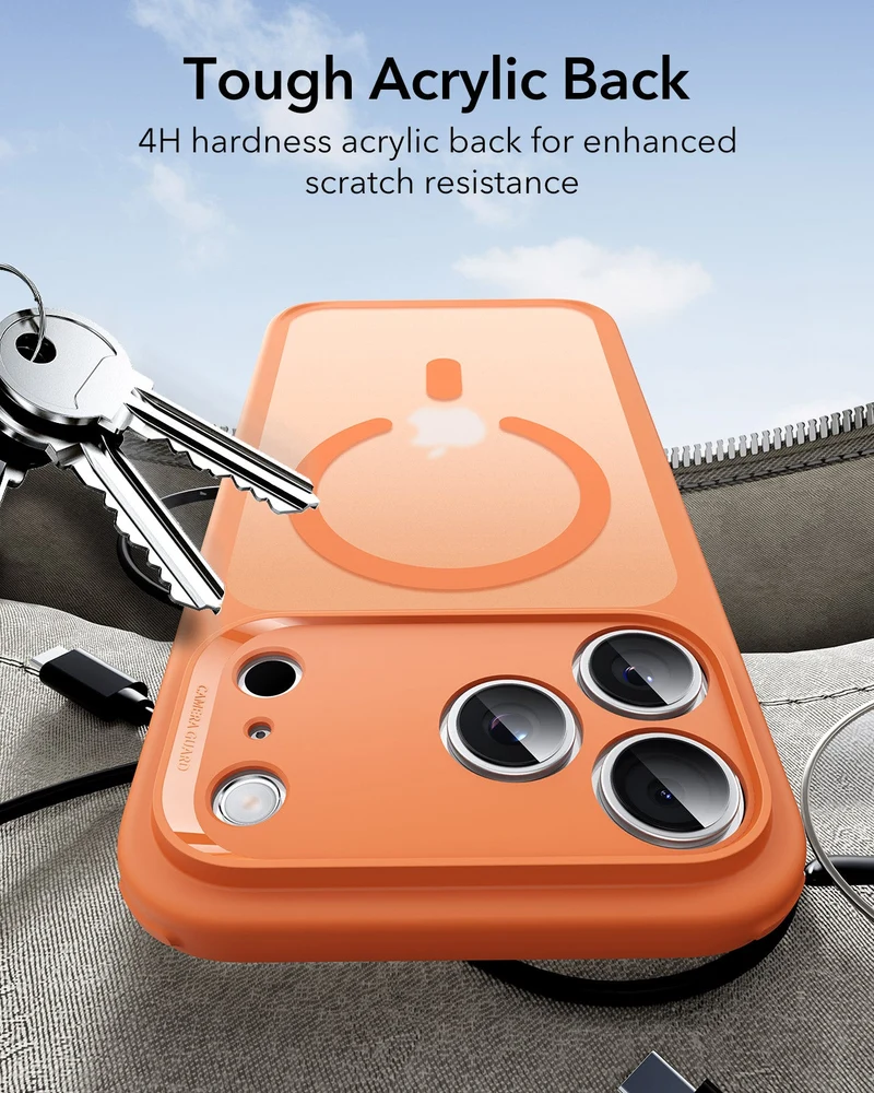 iPhone 17 Pro Classic Hybrid Magnetic Case (Camera Control) - Frosted Orange