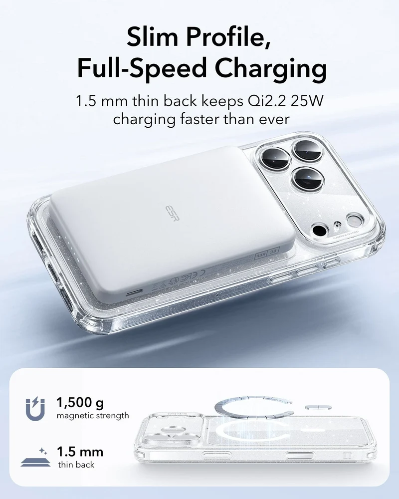iPhone 17 Pro Classic Hybrid Magnetic Case (Camera Control) - Clear Shimmer