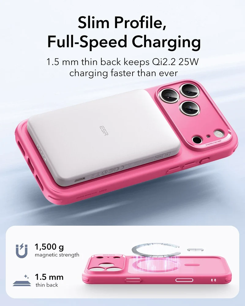 iPhone 17 Pro Classic Hybrid Magnetic Case (Camera Control) - Frosted Pink