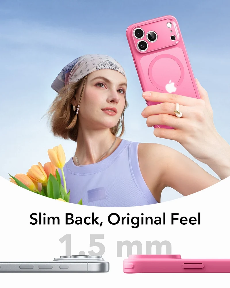 iPhone 17 Pro Classic Hybrid Magnetic Case (Camera Control) - Frosted Pink