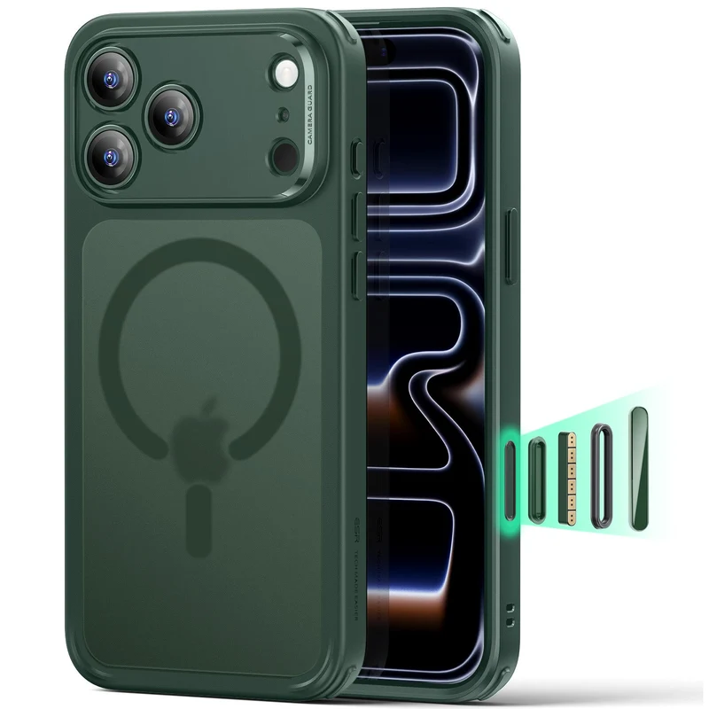 iPhone 17 Pro Classic Hybrid Magnetic Case (Camera Control) - Frosted Green