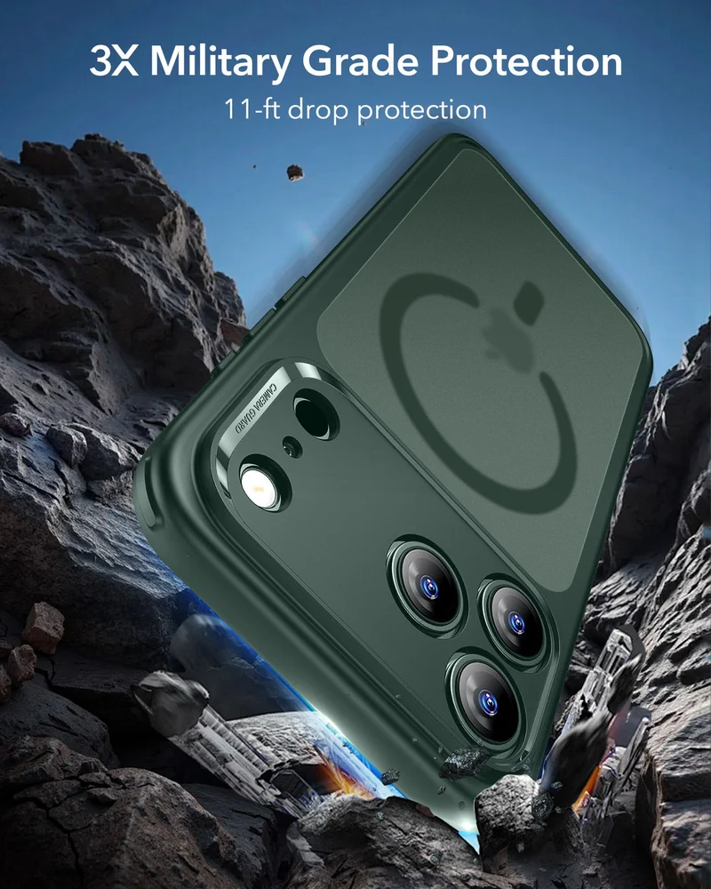 iPhone 17 Pro Classic Hybrid Magnetic Case (Camera Control) - Frosted Green