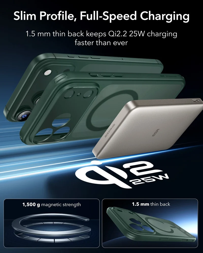 iPhone 17 Pro Classic Hybrid Magnetic Case (Camera Control) - Frosted Green