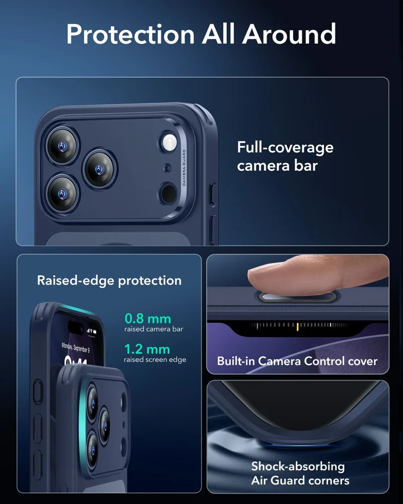 iPhone 17 Pro Classic Hybrid Magnetic Case (Camera Control) - Frosted Blue