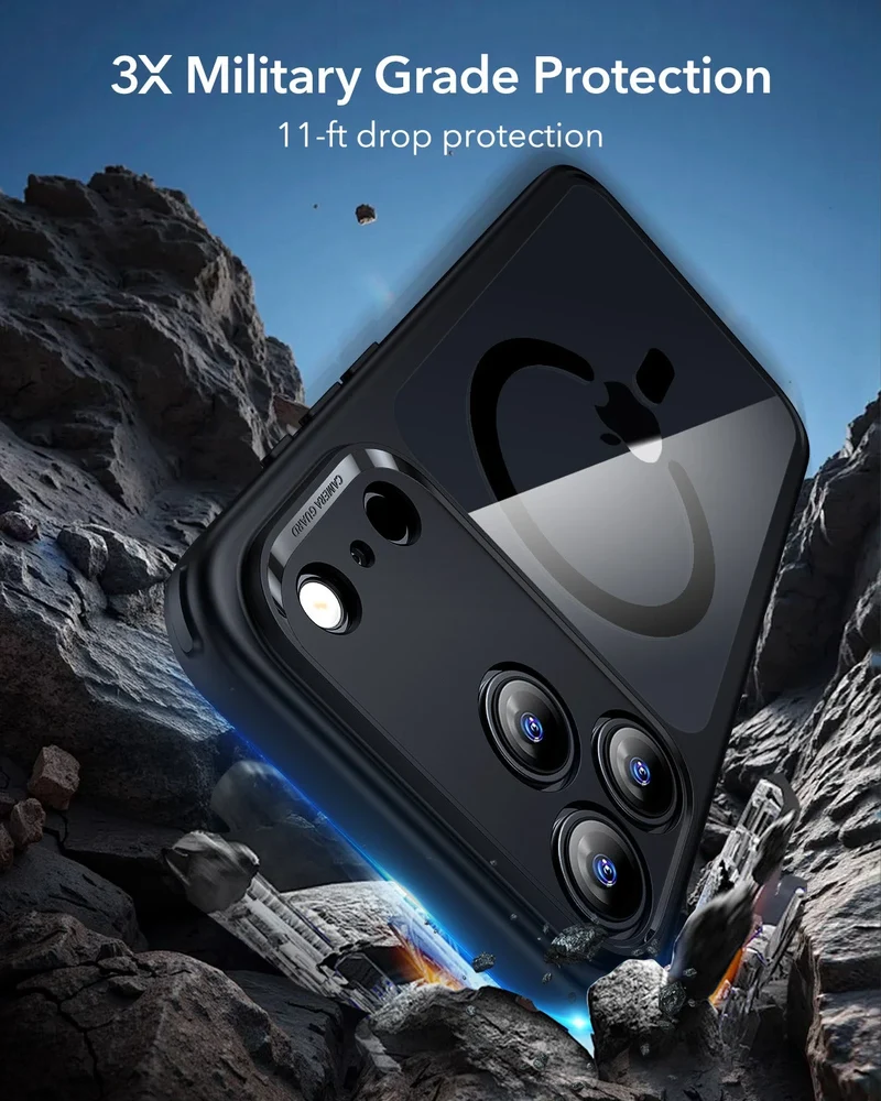 iPhone 17 Pro Classic Hybrid Magnetic Case (Camera Control) - Clear Black
