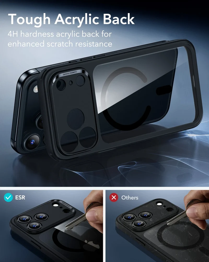 iPhone 17 Pro Classic Hybrid Magnetic Case (Camera Control) - Clear Black