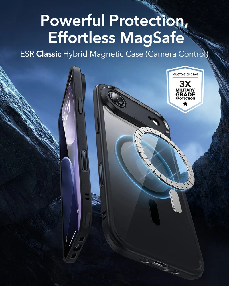 iPhone Air Classic Hybrid Magnetic Case (Camera Control) - Clear Black