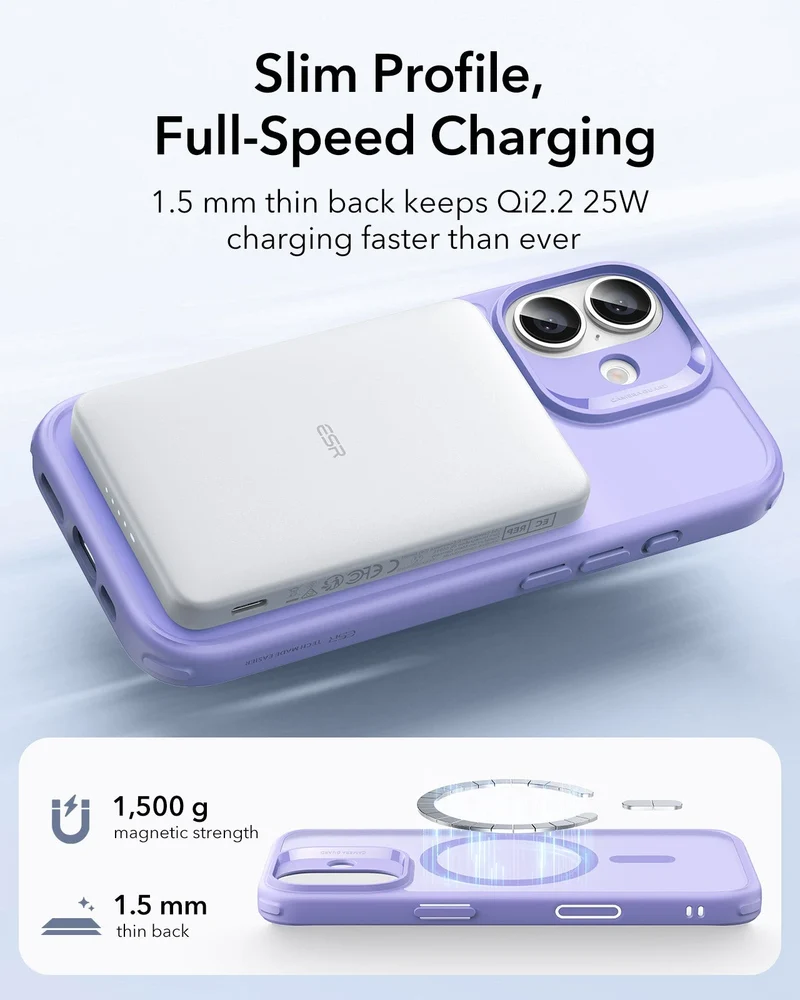 iPhone 17 Classic Hybrid Magnetic Case (Camera Control) - Frosted Purple