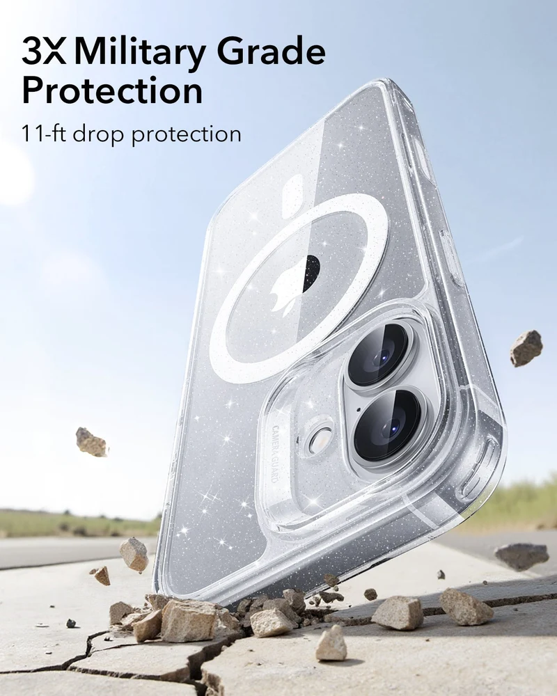 iPhone 17 Classic Hybrid Magnetic Case (Camera Control) - Clear Shimmer