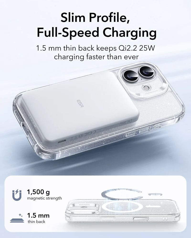 iPhone 17 Classic Hybrid Magnetic Case (Camera Control) - Clear Shimmer