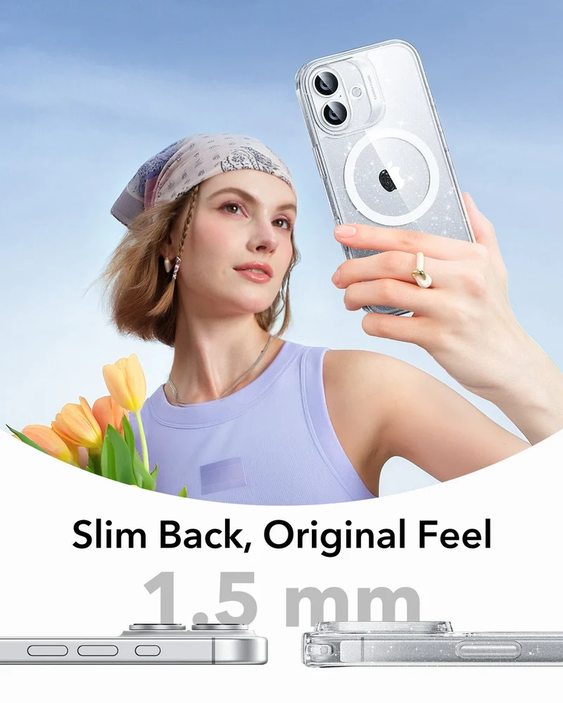 iPhone 17 Classic Hybrid Magnetic Case (Camera Control) - Clear Shimmer