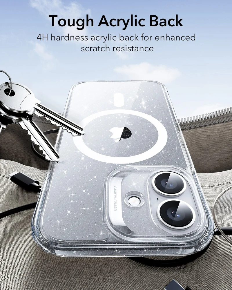 iPhone 17 Classic Hybrid Magnetic Case (Camera Control) - Clear Shimmer