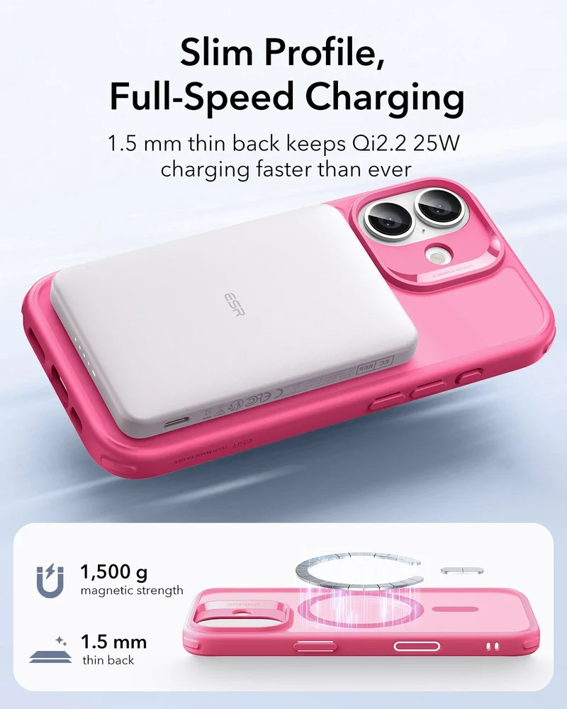 iPhone 17 Classic Hybrid Magnetic Case (Camera Control) - Frosted Pink