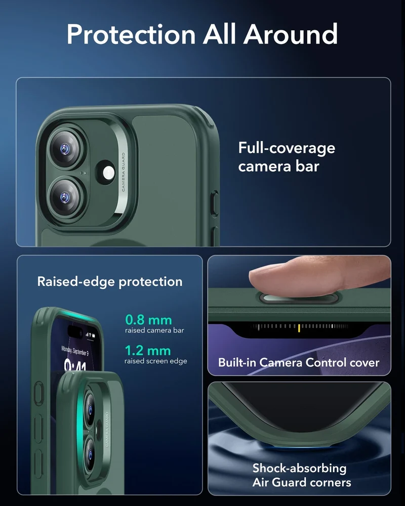 iPhone 17 Classic Hybrid Magnetic Case (Camera Control) - Frosted Green