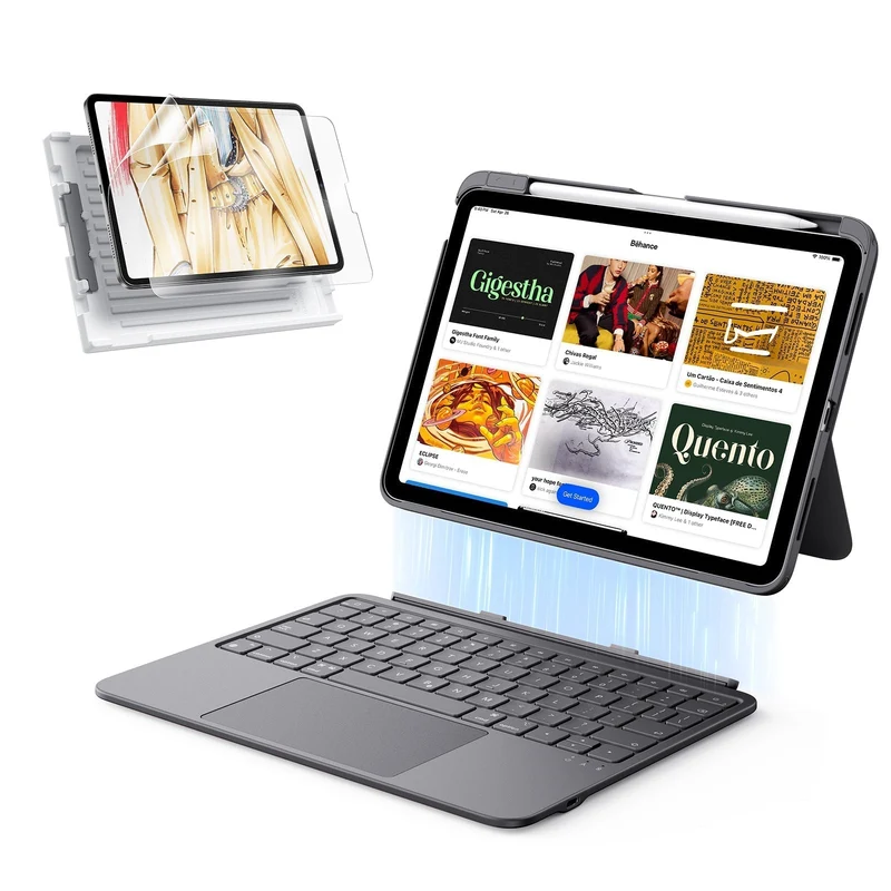 iPad 10th Gen Flex Keyboard Case (Detachable) Paper-feel Bundle - US Layout-Dark Gray