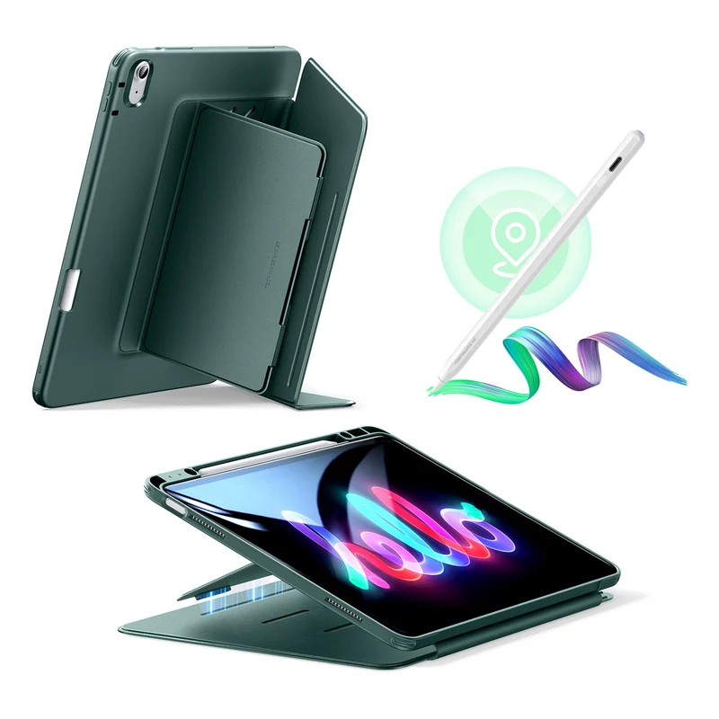 iPad Air 13" (M2) 2024 Bundle Flip Magnetic Case with Geo Digital Pencil - Green