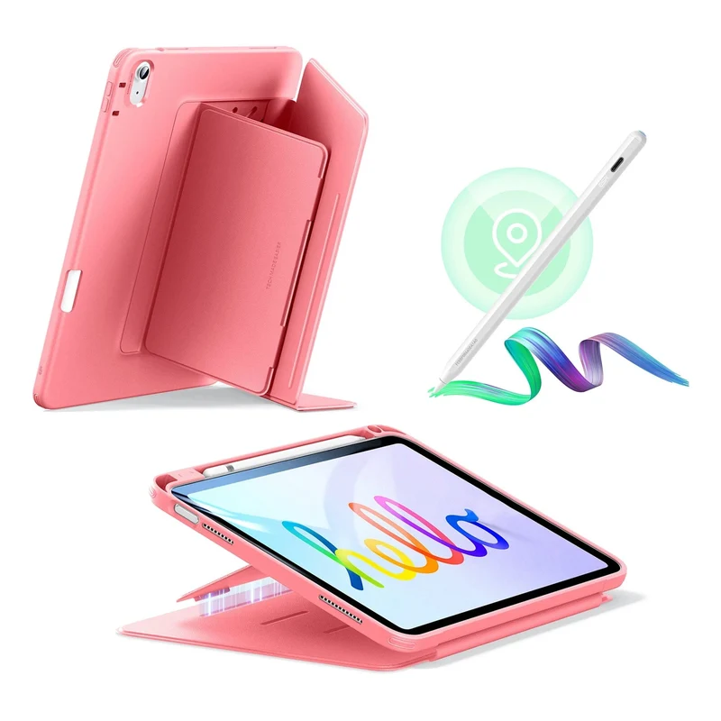 iPad 10th Gen Bundle Flip Magnetic Case with Geo Digital Pencil - Red