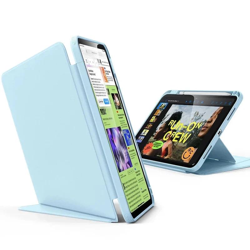 iPad 10th Generation Flip Magnetic Case with Pencil Holder - Sky Blue