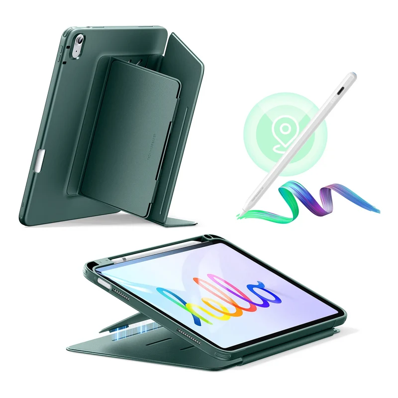 iPad 10th Gen Bundle Flip Magnetic Case with Geo Digital Pencil - Green