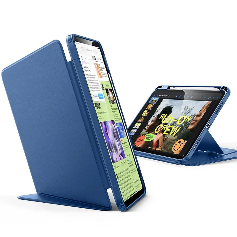 iPad 10th Generation Flip Magnetic Case with Pencil Holder - Navy Blue