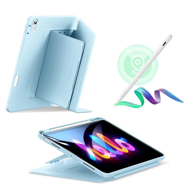 iPad Air 11" (2024) Bundle Flip Magnetic Case with Geo Digital Pencil - Sky Blue