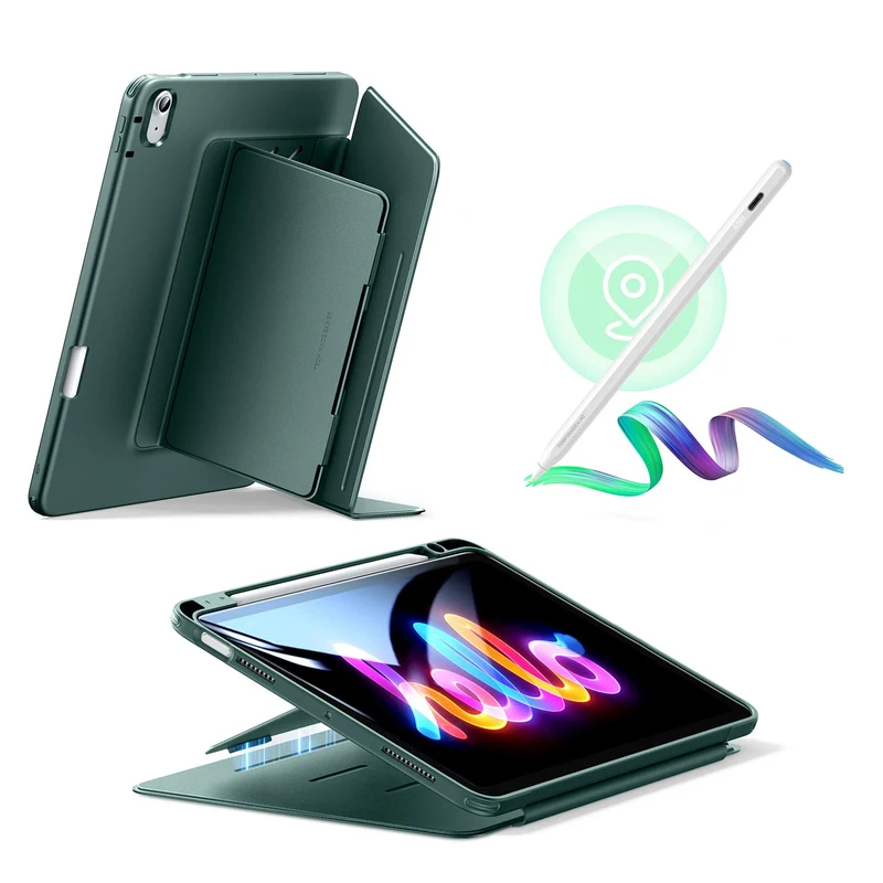 iPad Air 11" (2024) Bundle Flip Magnetic Case with Geo Digital Pencil - Green