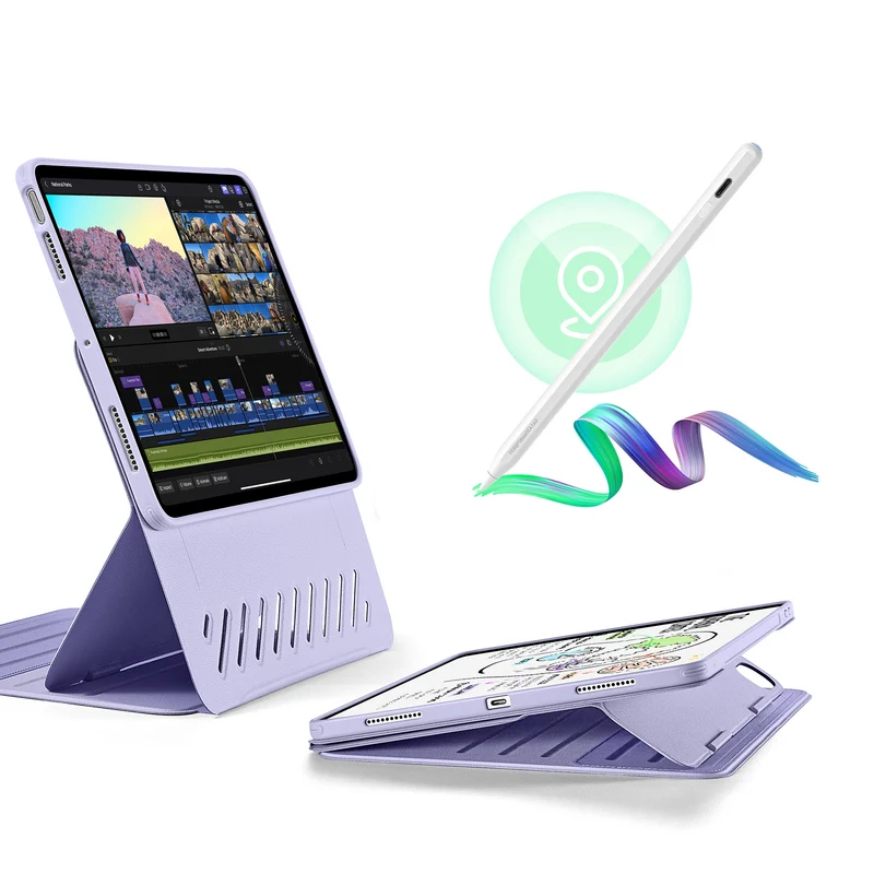 iPad Air 11" (2024) Bundle Shift Magnetic Case with Geo Digital Pencil - Light Purple