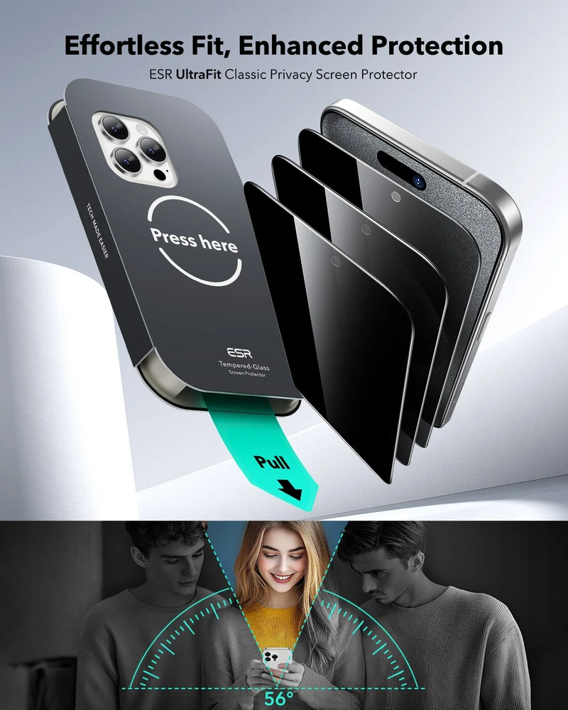 iPhone 15 Pro UltraFit Classic Privacy Screen Protector - 3 Pack