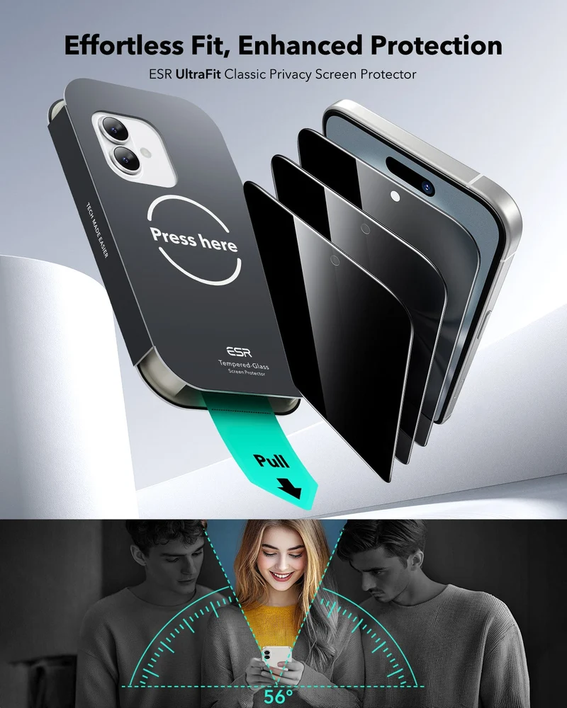 iPhone 16 Plus/15 Plus UltraFit Classic Privacy Screen Protector - 3 Pack