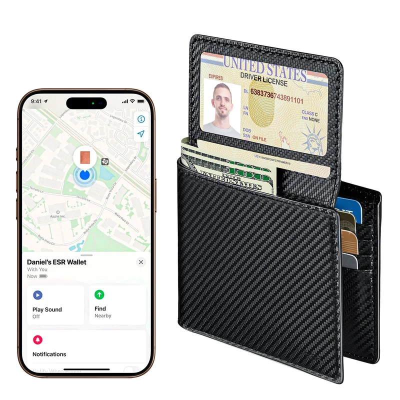 Geo Wallet with Find My - Black Carbon Fiber