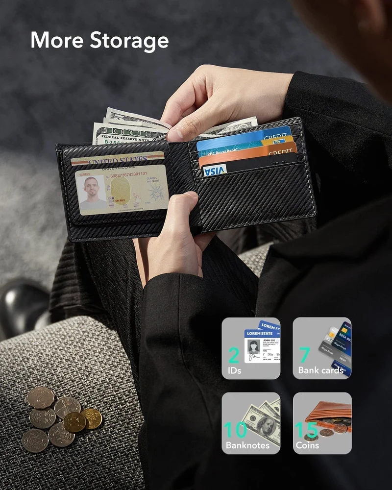 Geo Wallet with Find My - Black Carbon Fiber