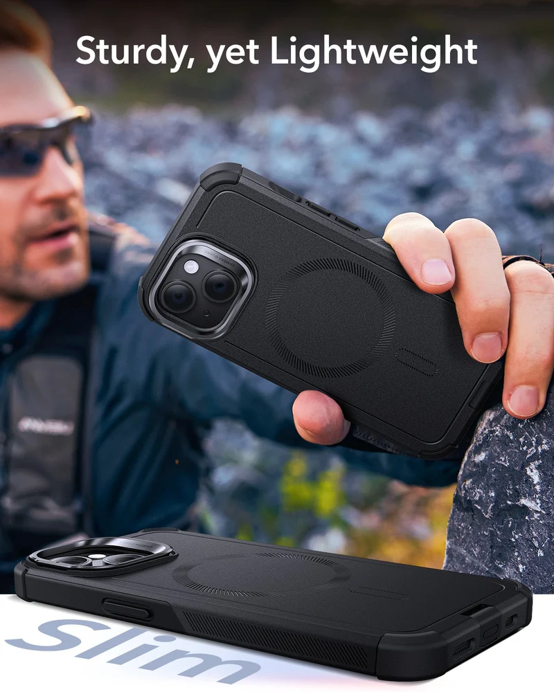 iPhone 14/13 Cyber Tough Magnetic Case (Stash Stand) - Black