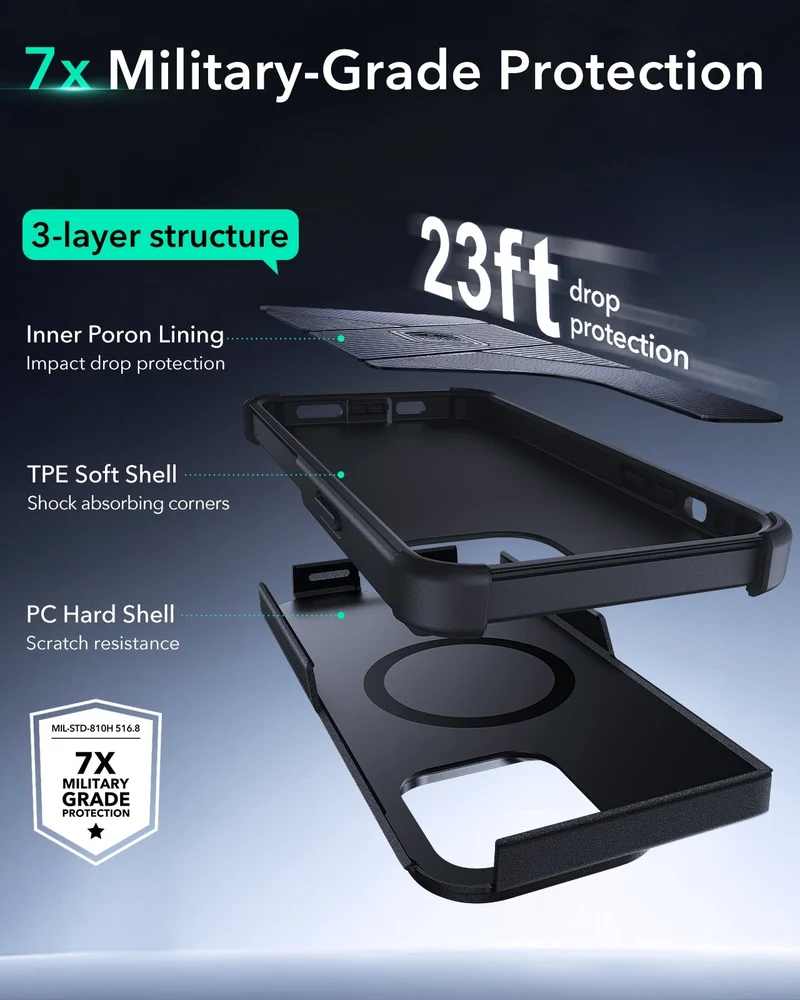 iPhone 14 Pro Cyber Tough Magnetic Case (Stash Stand) - Black