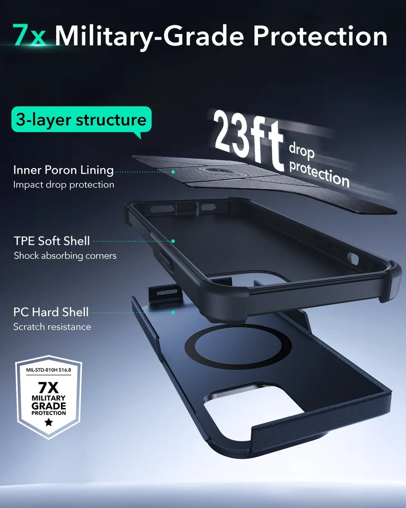 iPhone 14 Pro Max Cyber Tough Magnetic Case (Stash Stand) - Dark Blue