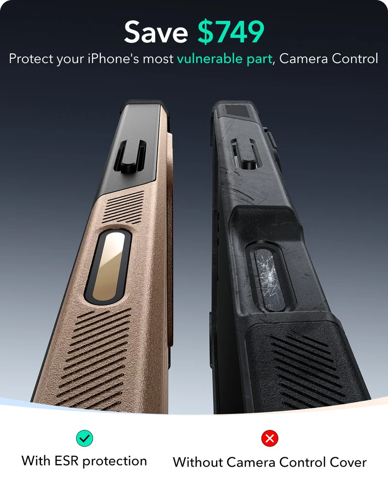 iPhone 16 Pro Cyber Tough Magnetic Case (Camera Control, Stash Stand) - Desert Titanium